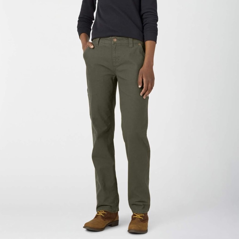 Dickies Women's Relaxed Straight Carpenter Duck Pant - Moss Green